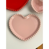 ✿ADVOCATE✿ Creative Pink Bead Dots Ceramic Heart Dinner Plate Tableware Home Dessert Cake Plate Porc