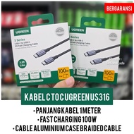 Cable Ugreen C to C US316 Fast Charging 100W 1 Meter Cable C to C Ugreen Cable Type C Ugreen Cable T