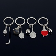 Vintage Mini Badminton Racket Bowling Metal Keychain Fashion Golf Ball Tennis Keyrings Sport Lover G