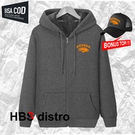 Free Hat...!!! Nvd Text Orange Zipper Jacket Screen Printing Jacket Sweater Hoodie Men And Women Distro Comfortable To Wear In All Seasons