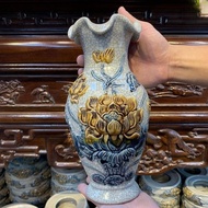 Flower Vase for Worshiping Family Ancestors, Worshiping Buddha, Cracked Enamel Vase Embossed with Dr