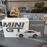 Mini GT Porsche 911 Carrera RS 2.7 Grand Prix White with Green Livery no. 801 (Opened Mint)