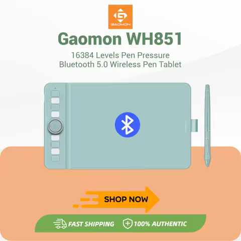 16K Levels GAOMON Wireless Graphics Tablet WH851 Bluetooth 5.0 Connectivity Pen Tablet 8x5 Inch, Int
