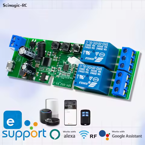 eWelink 2 Channel Wifi Rf 433mhz Smart Switch Relay Receiver Module AC/DC 7-32V 85-250V Works with A