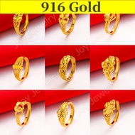 Ring for Men Gold 916 Original Ring for Women Korean Style Adjustable Couple Rings Gift 24K Jewellery