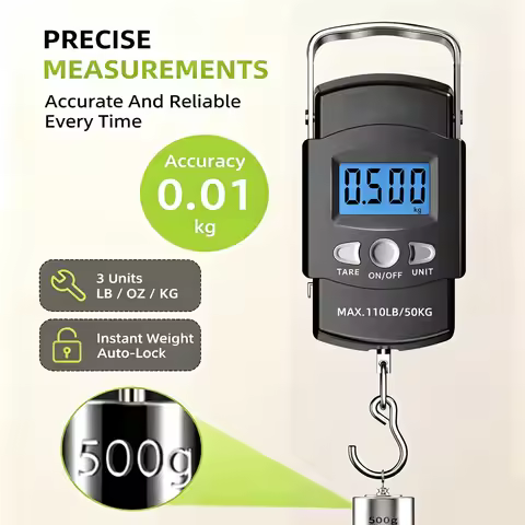 50KG/10g Digital Fishing Scale with Ruler Portable Travel Luggage Weighing Scale Digital Fishing Sca