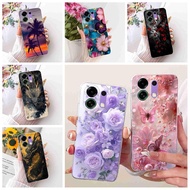 For Oppo K13 Turbo 5G PLM110 Case Colorful Butterfly Flowers Silicone Cover For Oppo K13 Turbo Pro 5