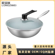 Stainless Steel Factory Full Screen Gift Flat Uncoated Non-Stick Pan Wok Thickened Honeycomb Pan Dir