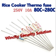 WSS (5pcs) Rice Cooker Periuk nasi fuse Thermo Thermal Fuse 10A 250V (80C~280C)