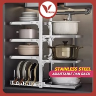 Vhome Adjustable Stainless Steel Pot and Pan Rack Organizer with5-7Tiers for Kitchen Storage