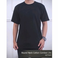 kaos polos cowo pria katun combed 20s cotton combed 20 s distro - hitam s