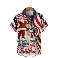 American Flag Christmas Men's Shirts Beach Shirt For Men Hawaiian Shirt For Men Daily Party Christma