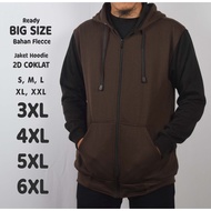 Jaket Lelaki 2D Brown Black Jumbo Hoodie Jacket BIG Size S M L XL XXL 3XL 4XL 5XL 6XL Zipper