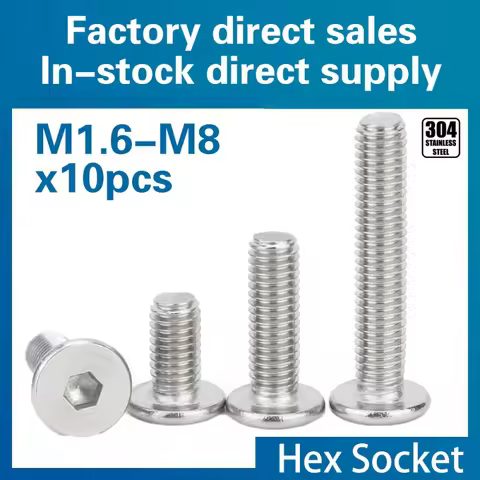 10pcs/lot 304 stainless steel hexagonal CM screws ultra-thin super flat wafer head bolts M1.6 M2 M2.
