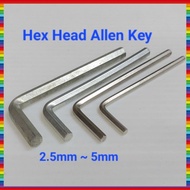 Hex Head Allen Key 2.5mm 3mm 4mm 5mm