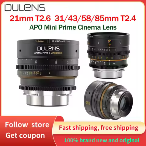 DULENS APO Mini Prime Lens 21mm T2.6 31mm 43mm 58mm 85mm T2.4 Full Frame Manual Focus Prime Cinema L