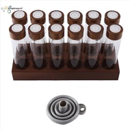 12PCS Coffee Bean Storage Tubes Coffee Bean Cellar Wooden Display Stand and Funnel Espresso Supplies