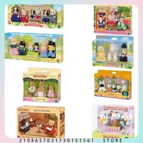 A Set Sylvanian Families Anime Girl Figures Baby Raincoat bull dog kangaroo duck family Fruit Kawaii