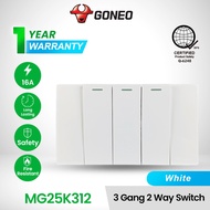 GONEO Snap Switch 3 Gang 2 Way 16A with Noctilucent Strip