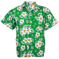 Size S XL เสื้อเชิ้ตฮาวาย Hawaiian Shirt Aloha Hibiscus Chaba Flower Art Holiday Green HW265 เสื้อสง