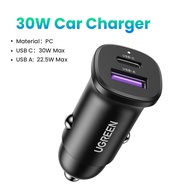 UGREEN 30W USB Car Charger Quick Charge QC4.0 QC3.0 Type C PD Car Charging compatible for iPhone 14