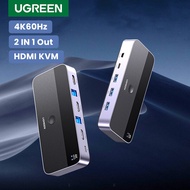 UGREEN HDMI 2.0 KVM Switcher Box 4K60Hz 2 IN 1 OUT Ultra HD HDMI for Monitor Sharing Model:15707