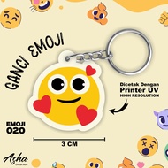 GANTUNGAN EMOJI THEME KEYCHAIN - CUTE ACRYLIC KEYCHAIN WITH DOUBLE-SIDED EMOJI PRINT 020