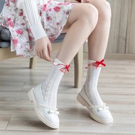 Love Socks Flocking Bow Soft Girl lolita lolita lolita Pure Desire Trendy ins Lace Socks