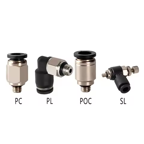 PC POC PL SL Mini Pneumatic Quick Connector Throttle Valve Outer Thread M3 M4 M5 M6 Pipe 3mm 4mm 5mm
