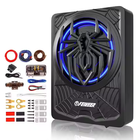 10 1200W Subwoofer,BLUE Slim Underseat Car Subwoofer and Amp Package.Under Seat Subwoofers with Amp,
