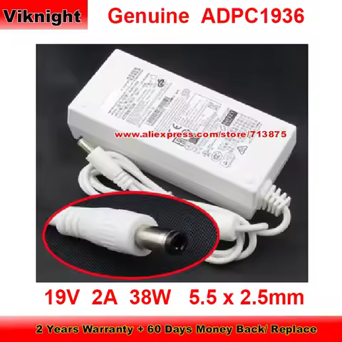 Genuine White ADPC1936 Ac Adapter 19V 2A 38W for Philips 226V4TFB/93 227E6L 247ESQ 276E7Q 247E6QSD 2