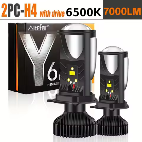 2 Pcs H4 LED Headlight Y6D-H4 7000LM 6500K White 50W Auto Lamp 3570 Chips IP68 Waterproof All Weathe