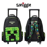 Smiggle Minecraft trolley backpack illuminated wheeled backpack children's primary secondarybag