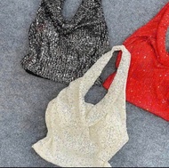 áo kim sa cổ đổ lấp lánh bling bling kèm mút ngực về 3 màu wendy