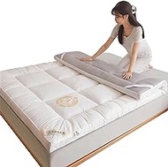 Japanese Floor Mattress Futon Mattress, Roll Up Mattress Tatami Mat, Foldable &amp; Portable Kids Adults Sleeping Mats for Guest Room, Dormitory, Camping (Color : White, Size : Queen)