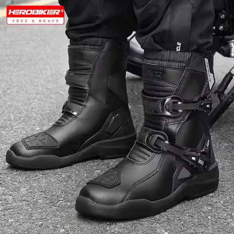 SCOYCO Motocross Boots Waterproof Motorcycle Boots Enduro Motorcyclist Shoes TPU Leather Anti-slip M