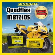 MOTOBATT Quadflex MBTZ10S - (WIDE TERMINAL) - Motorcycle Battery Premium Yuasa Replacement with AGM 