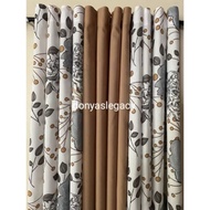 camellia design 3in1 elegant curtain brown and gray color only 6ft to 7ft