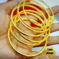 LAELA GELANG TANGAN MINGGU PLAIN HOLLOW EMAS TULEN 916 GOLD BANGLE