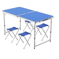Modern โต๊ะปิคนิคพับได้ มีช่องใส่ร่ม ( พร้อม เก้าอี้ 4ตัว) ปรับได้ 3ระดับ 120x60x70ซม. อลูมิเนียม โต๊ะทำงาน โต๊ะสนาม โต๊ะ พกพาไปด้วยได้ทุกที่