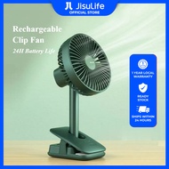 JISULIFE ClipFan Oscillating 8000mAH 3 Timer Setting 20hours Ultra Endurance Battery 4 Speed Functio