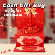 TWINKLE1 3D Birthday Cake Card, Best Wishes Chinese Style Red Envelope Card, Creative 6/8/10 Slots P