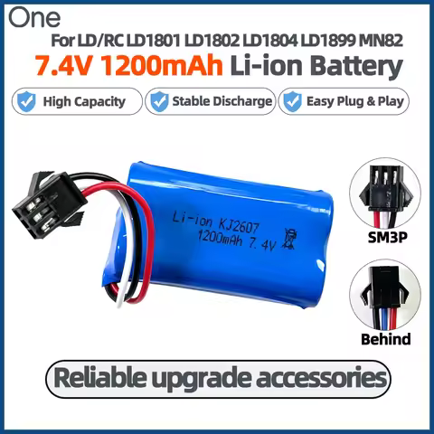 2S 7.4V 1200mAh 10C Li‑ion Battery Pack SM3P PlugUpgrade Replacement Parts for LDRC LD1804 LD1899 LD