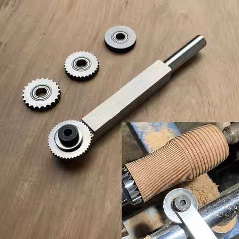 1Set Single Wheel knurling Tool Holder with 4 1-4mm Slot Pitch HSS Knurls, Micro Spiral Tools Woodtu