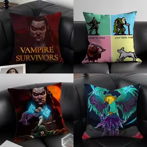 Game Vampire Survivors-S Pillow Case Anti-dustmite Pillowcase Invisible zipper silky short plush Sof