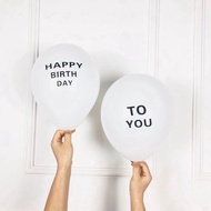 INS 2Pcs Happy Birthday To You Birthday Party Decor White Latex Balloons Party Supplies
