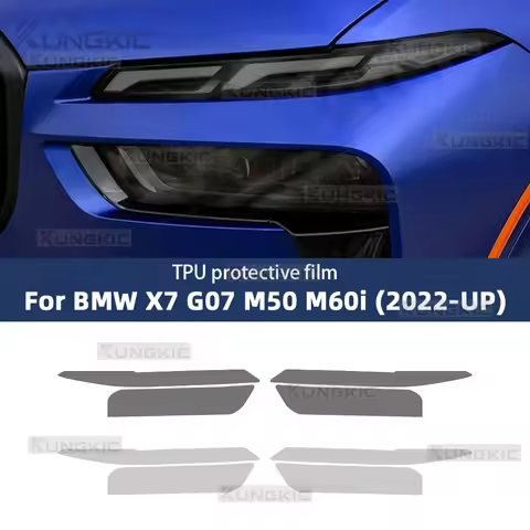Car Headlight Protective Lamp Film for BMW X7 2022 Facelift 2023 2024 2025 G07 M50 M60i Transparent 