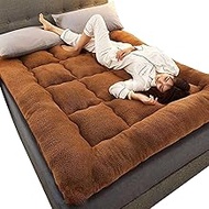 Memory Foam Mattress Japanese Floor Mattress Futon Mattress, Tatami Mat, Roll Up Mattress, Upgraded Ultra Soft Fluffy Foldable Bed Mattress, Thick Sleeping Pad Floor Bed Guest Mattress (Color : Brown