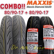 MAXXIS DIAMOND MA3D 17 TUBELESS TYRE COMBO TAYAR TIRE TIRES KOMBO 80/90-17 + 80/90-17 TAYAR TAHUN LATEST YEAR LATEST