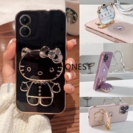 Casing Oppo A77S Case Oppo A77 Cassing Oppo A17 Cases Oppo A17K Case Oppo A73 Case Oppo A93 Case Oppo Reno 4F Case Oppo Reno4 Lite Case Oppo F17 Pro Case Cute Anime Cartoon Vanity Mirror Hello Kitty Holder Phone Cover Case With Metal Sheet TK